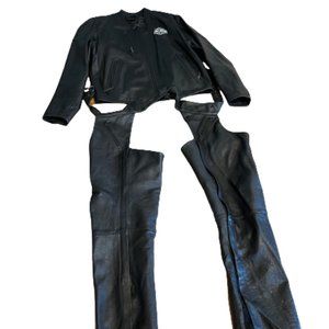 Harley-Davidson men's L leather riding jacket and chaps